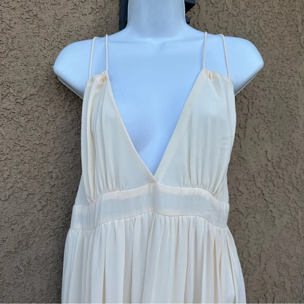 NEW Cream Open Back Strappy Maxi Dress with slit - Picture 5 of 8